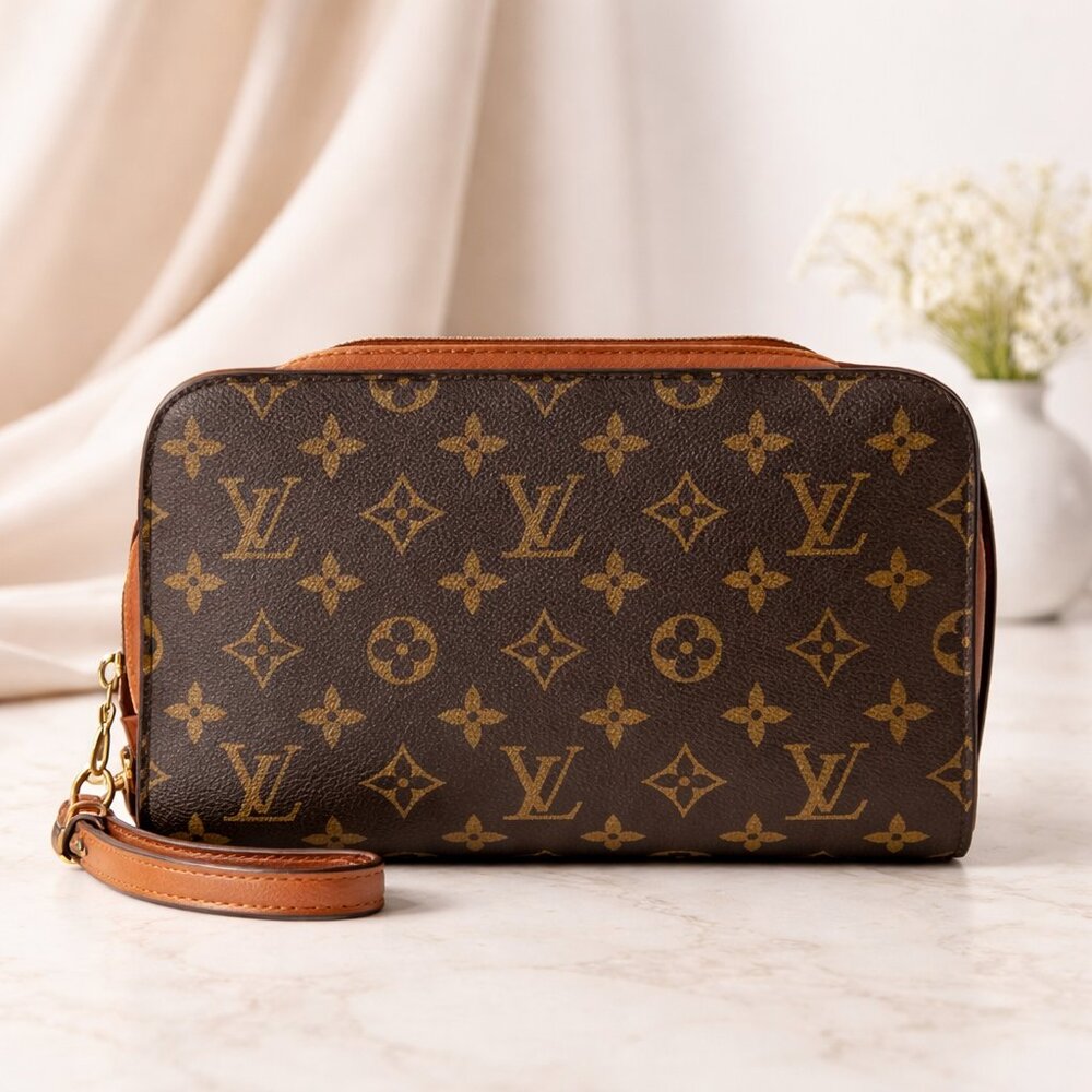 Authentic Louis Vuitton Orsay Monogram Canvas Clutch | LV Wristlet Pouch